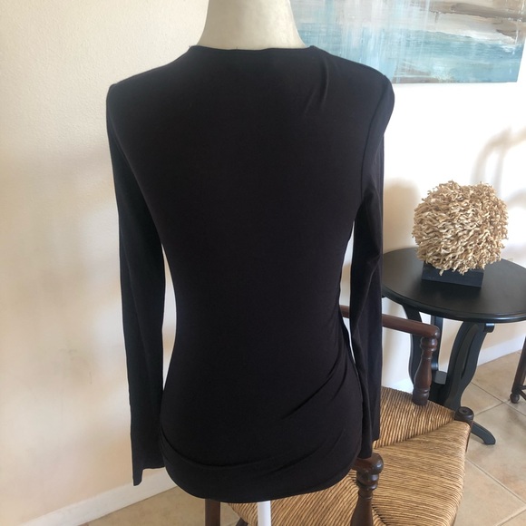 Bebe black faux leather long sleeve blouse - Picture 4 of 5